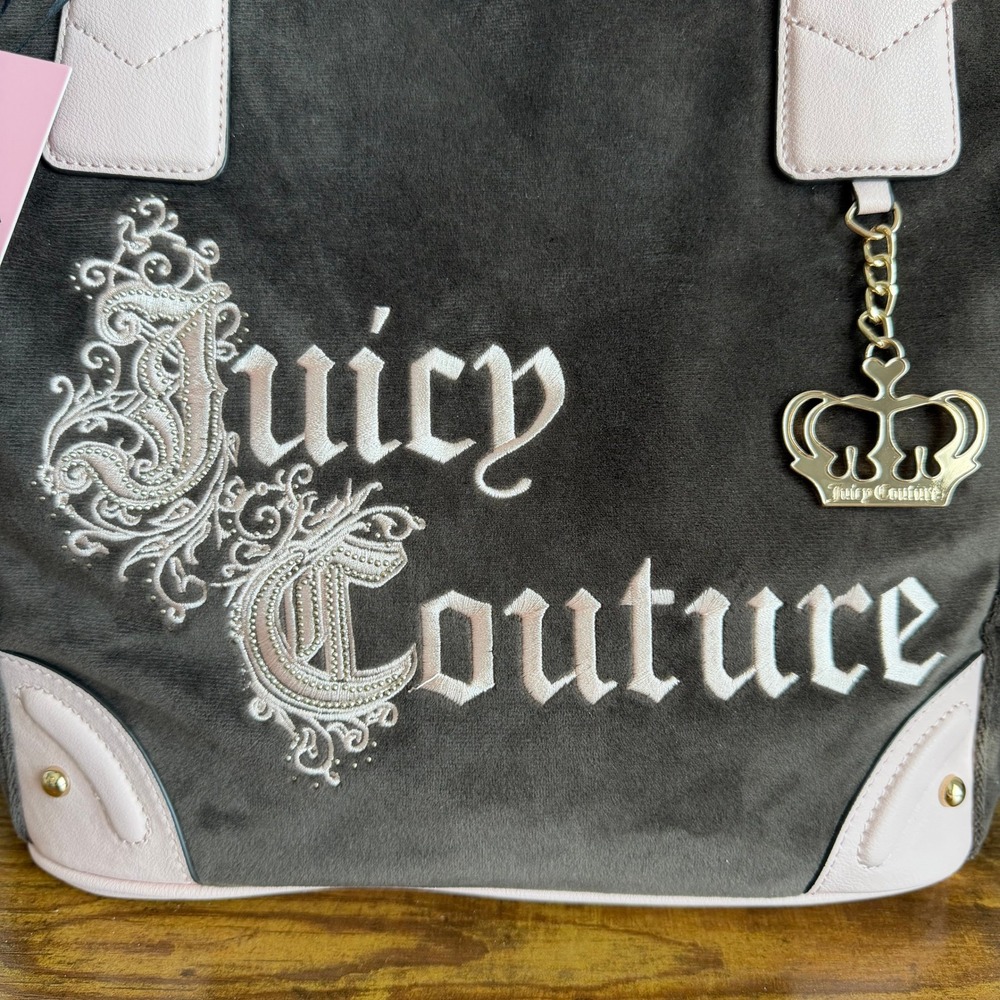New Juicy Couture Renaissance Large Tote Shoulder Handbag Brown Pink Charm Y2K - Picture 2 of 7